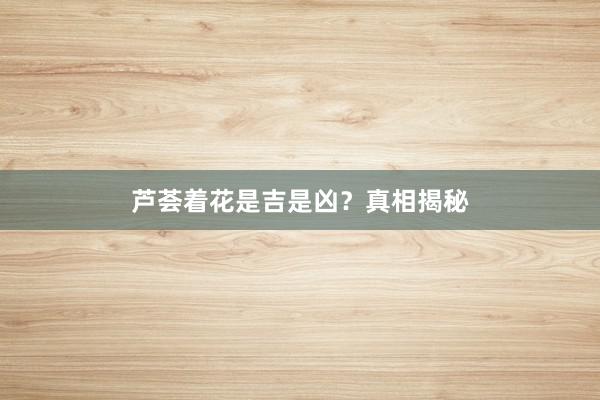 芦荟着花是吉是凶？真相揭秘